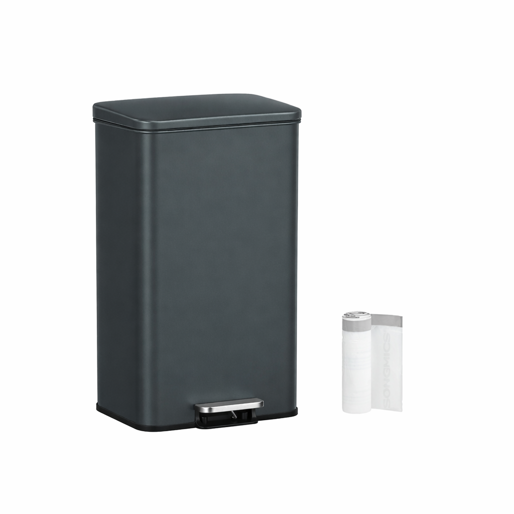 Signature Home Keuken Prullenbak met Deksel 40 Liter – Pedaalemmer van Staal, Antracietgrijs