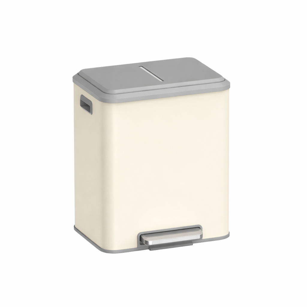 Signature Home Afvalscheidingsprullenbak met 2 Compartimenten – Recycling & Restafval, Zandbeige