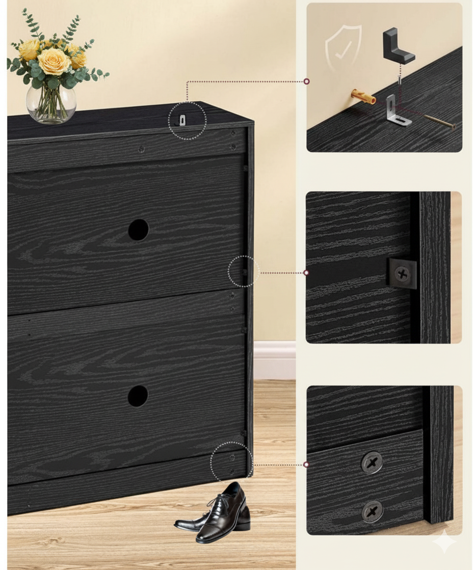 Miami Schoenenkast 4 kleppen - Schoenenrek Verstelbaar voor 16-28 paar schoenen