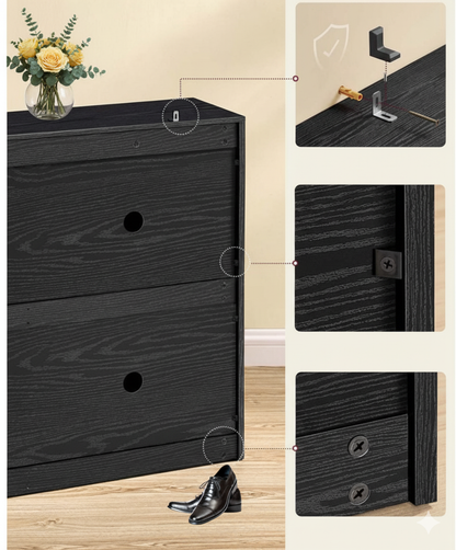 Miami Schoenenkast 4 kleppen - Schoenenrek Verstelbaar voor 16-28 paar schoenen