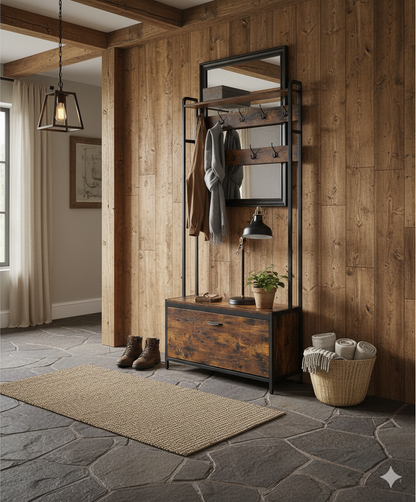 Kapstok met schoenenkast - kapstok met bank - kledingrek - schoenenrek - 9 haken - bovenste plank