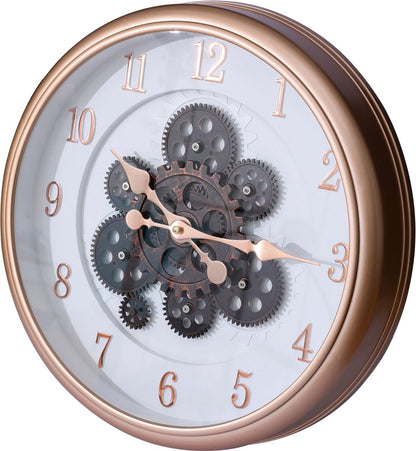 Kuwait wandklok - met draaiende tandwielen 40 cm - Radar klok wit rozegoud Wit