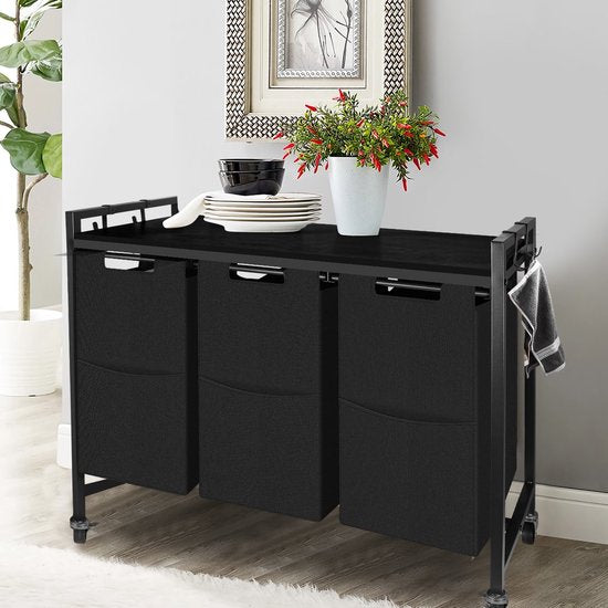  Large Laundry Sorter with Shelf and 4 Hooks